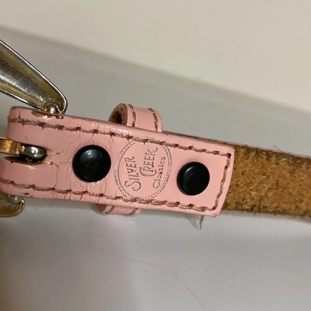 SILVER CREEK Girl’s Pink Leather Cowgirl Belt with Conchos